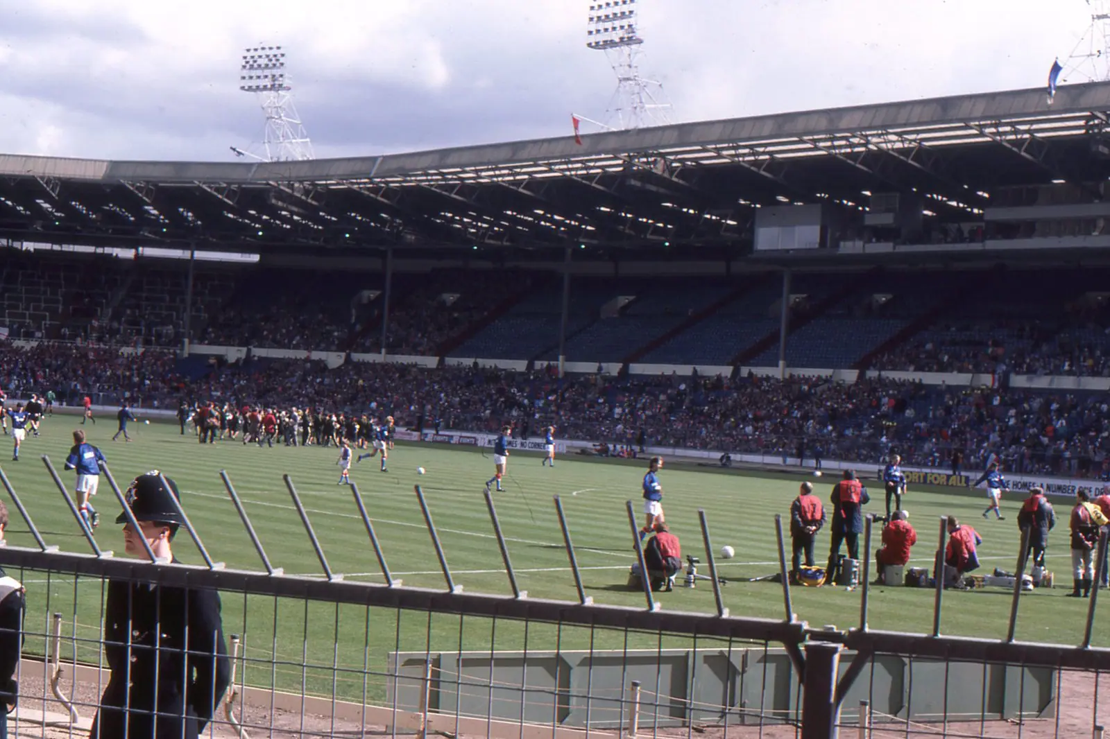 The old Wembley Stadium from the stands in 1987, nine years before Euro 96