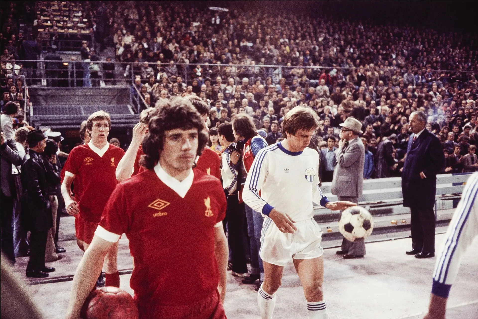 Kevin Keegan leading Liverpool out at FC Zürich in the 1976-77 European Cup, weeks before Rome