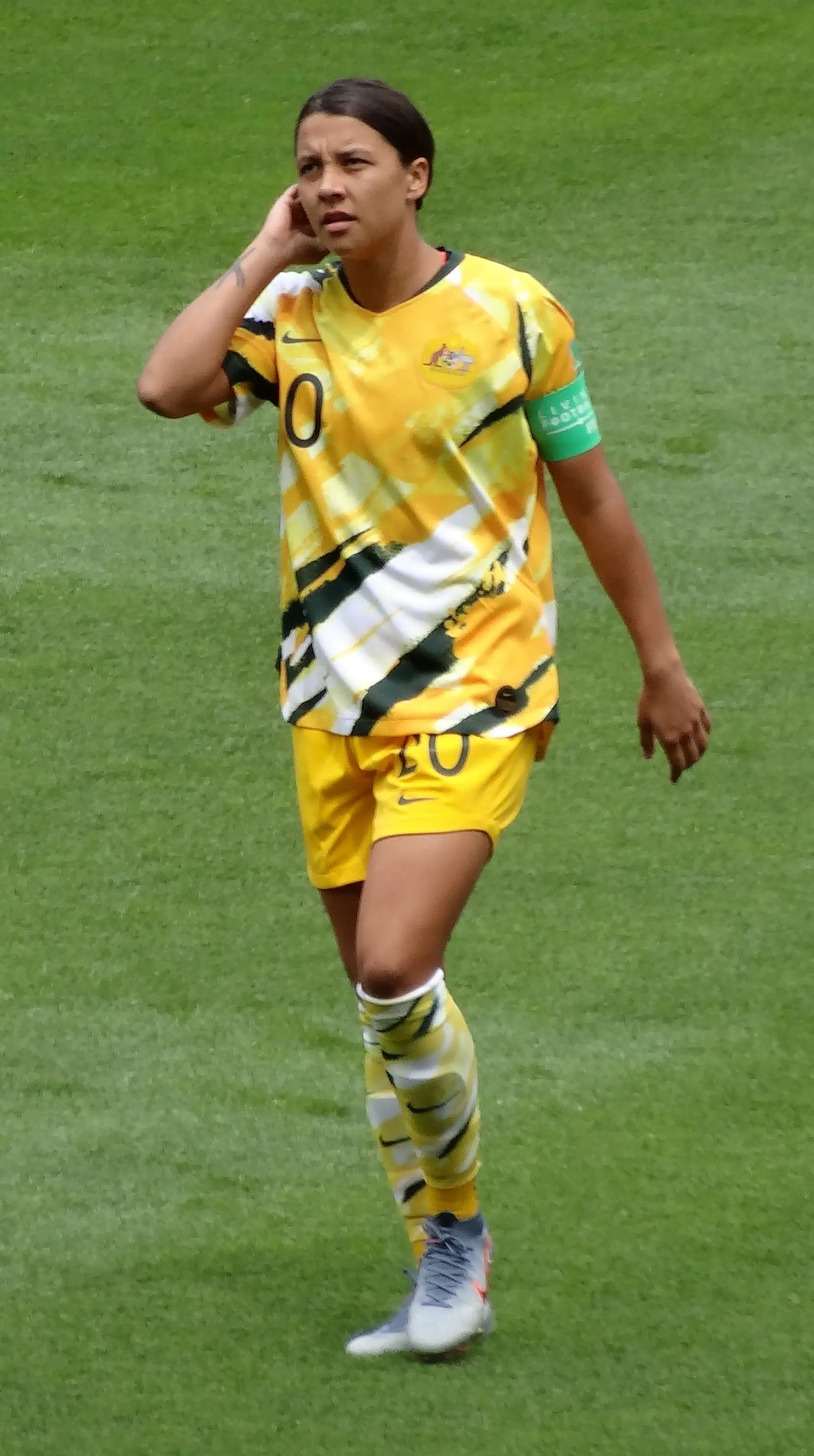 Sam Kerr captaining Australia at the 2019 Women's World Cup, four years before Sydney