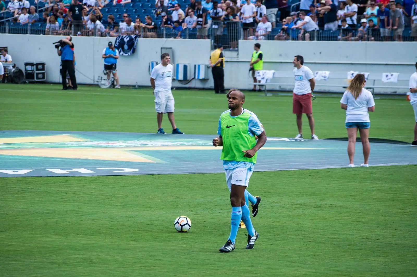 Vincent Kompany as Manchester City captain, pre-season match vs Tottenham, Nashville, July 2017