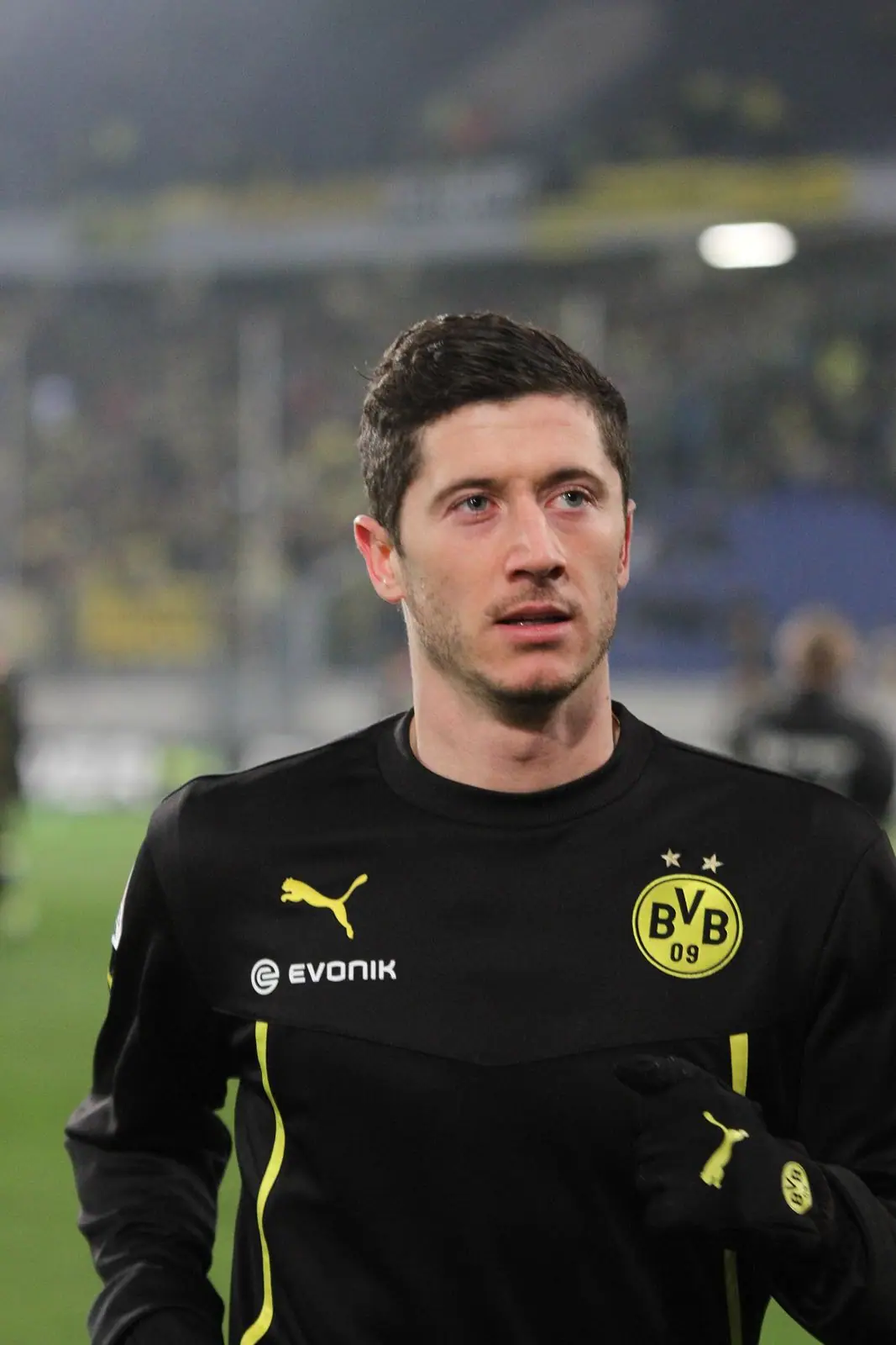 Robert Lewandowski in Borussia Dortmund colours at the Duisburg v Borussia friendly