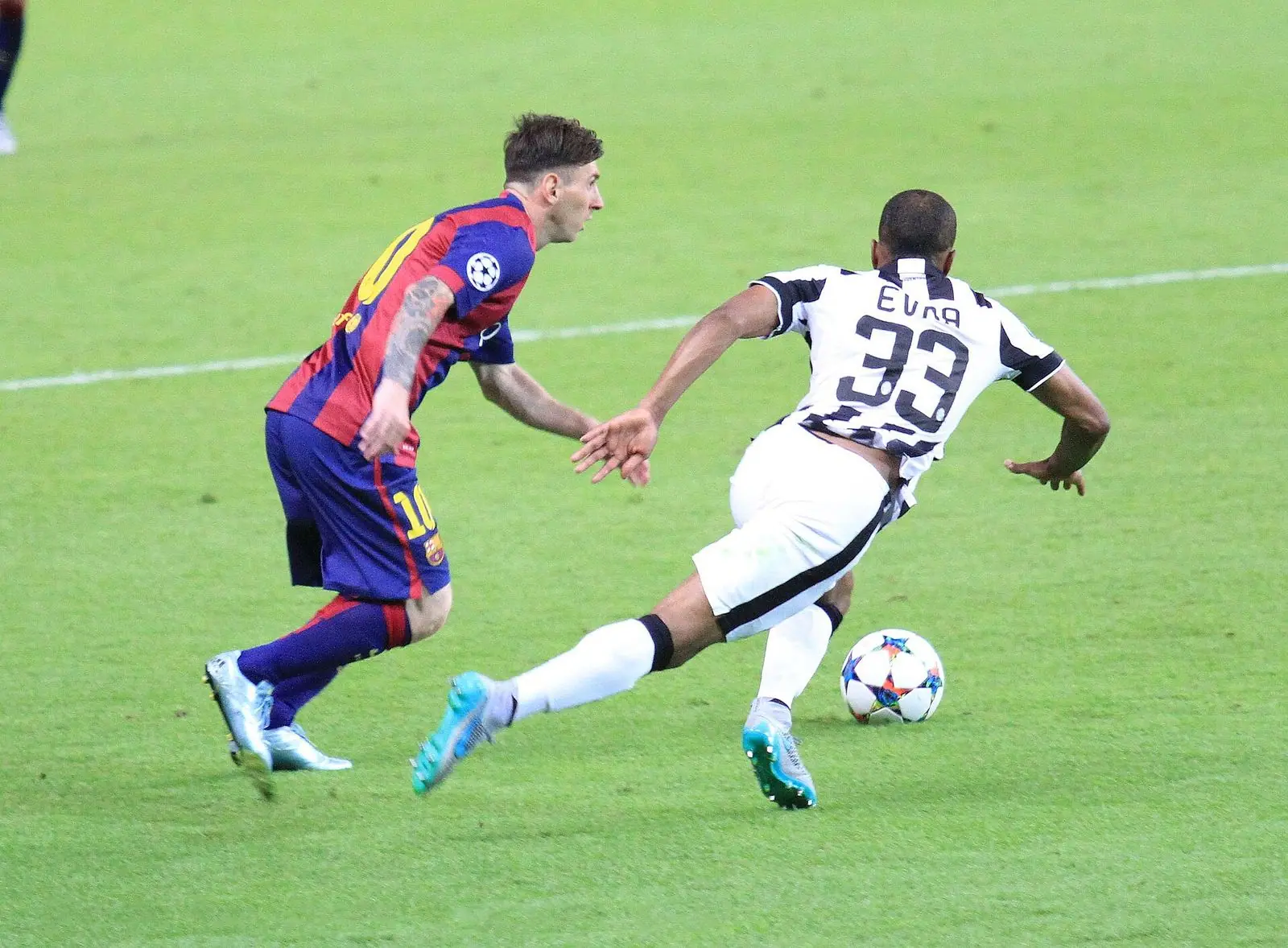 Messi and Evra in the 2015 Champions League final, Berlin