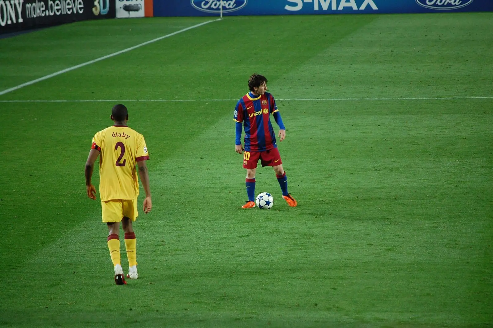 Messi on the ball for Barcelona, March 2011