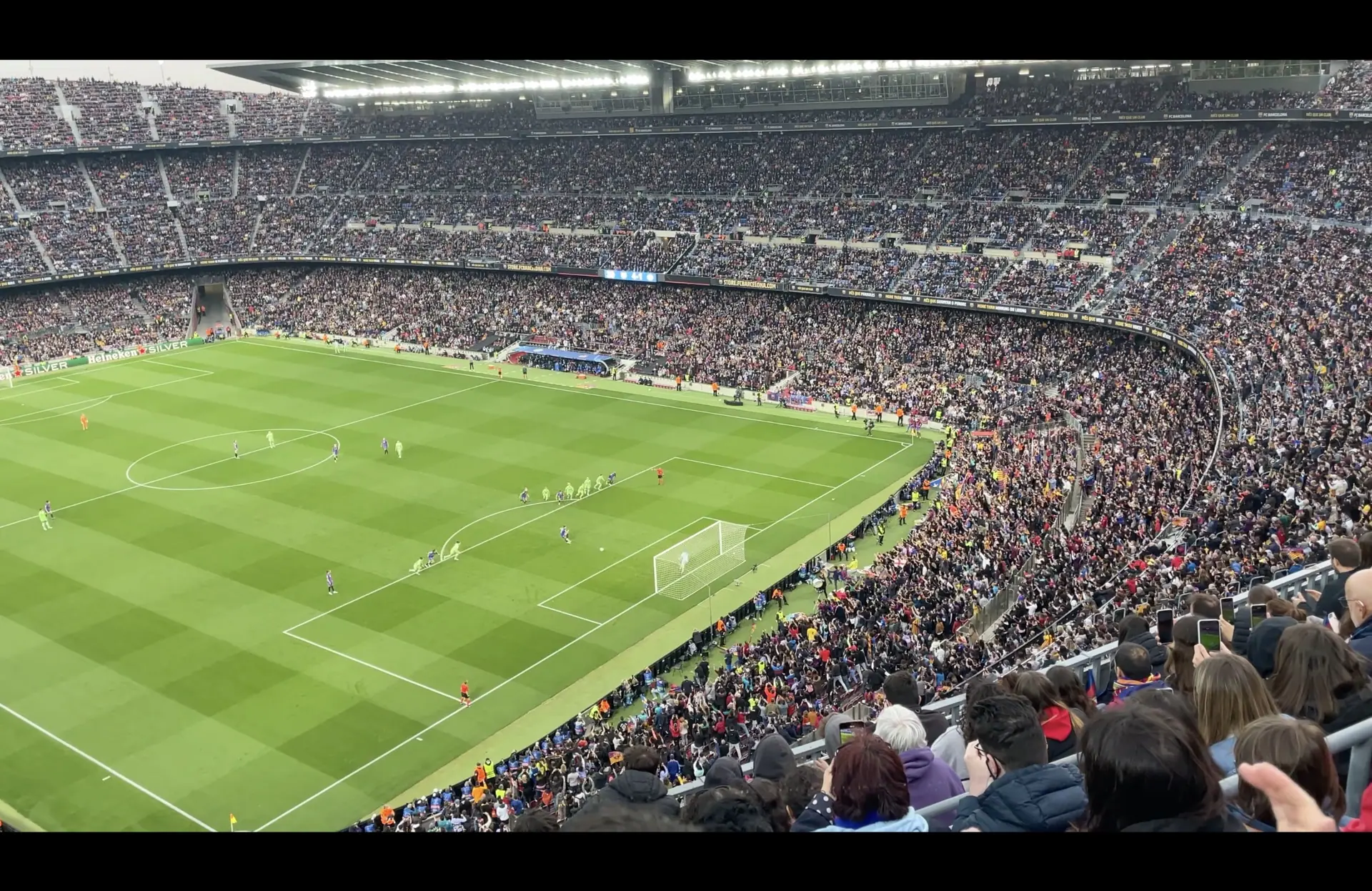 Camp Nou's record women's crowd, April 2022, at Barcelona v Wolfsburg three weeks after the Real Madrid game