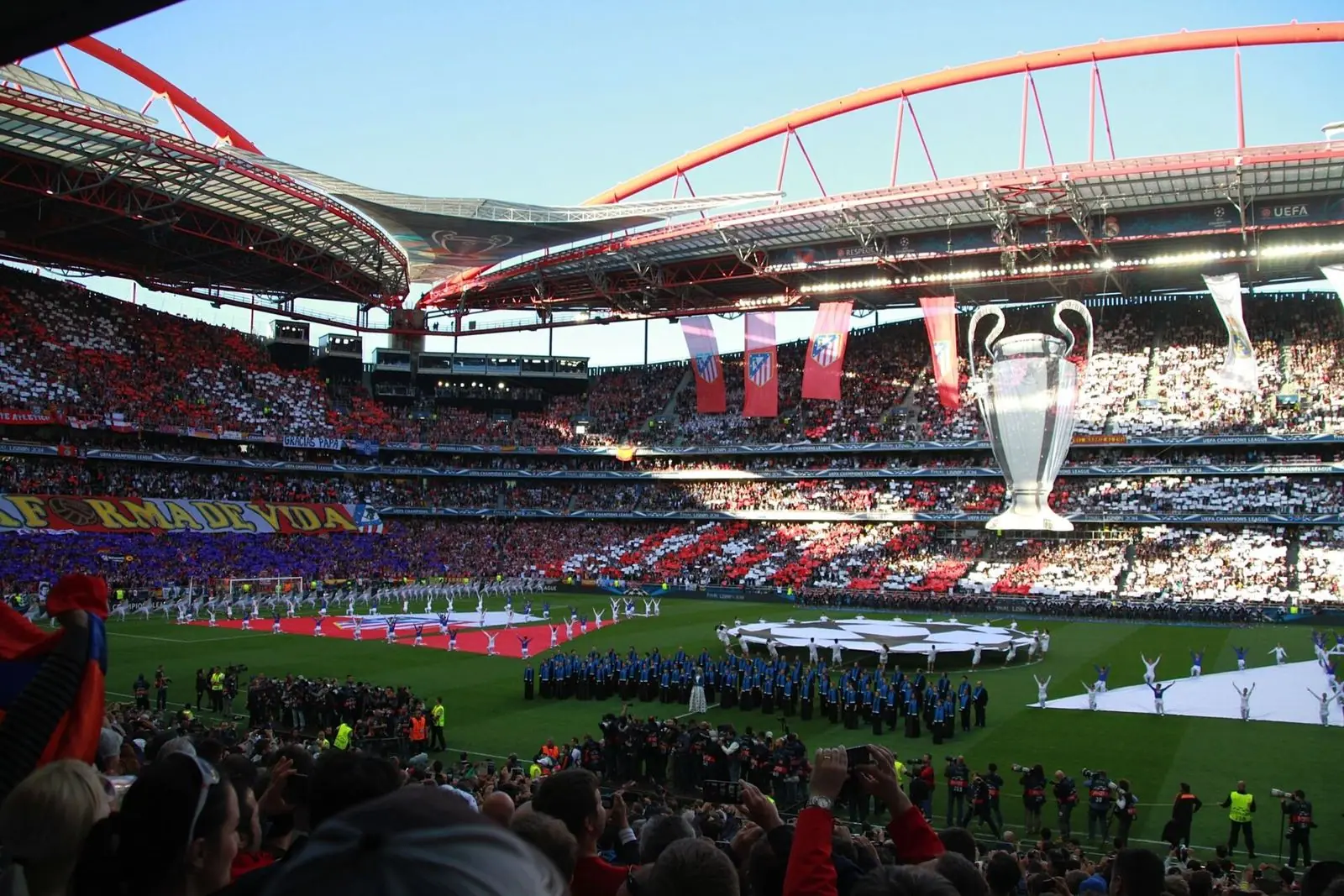 Opening ceremony of the 2014 Champions League final inside the Estádio da Luz, Lisbon, on match night