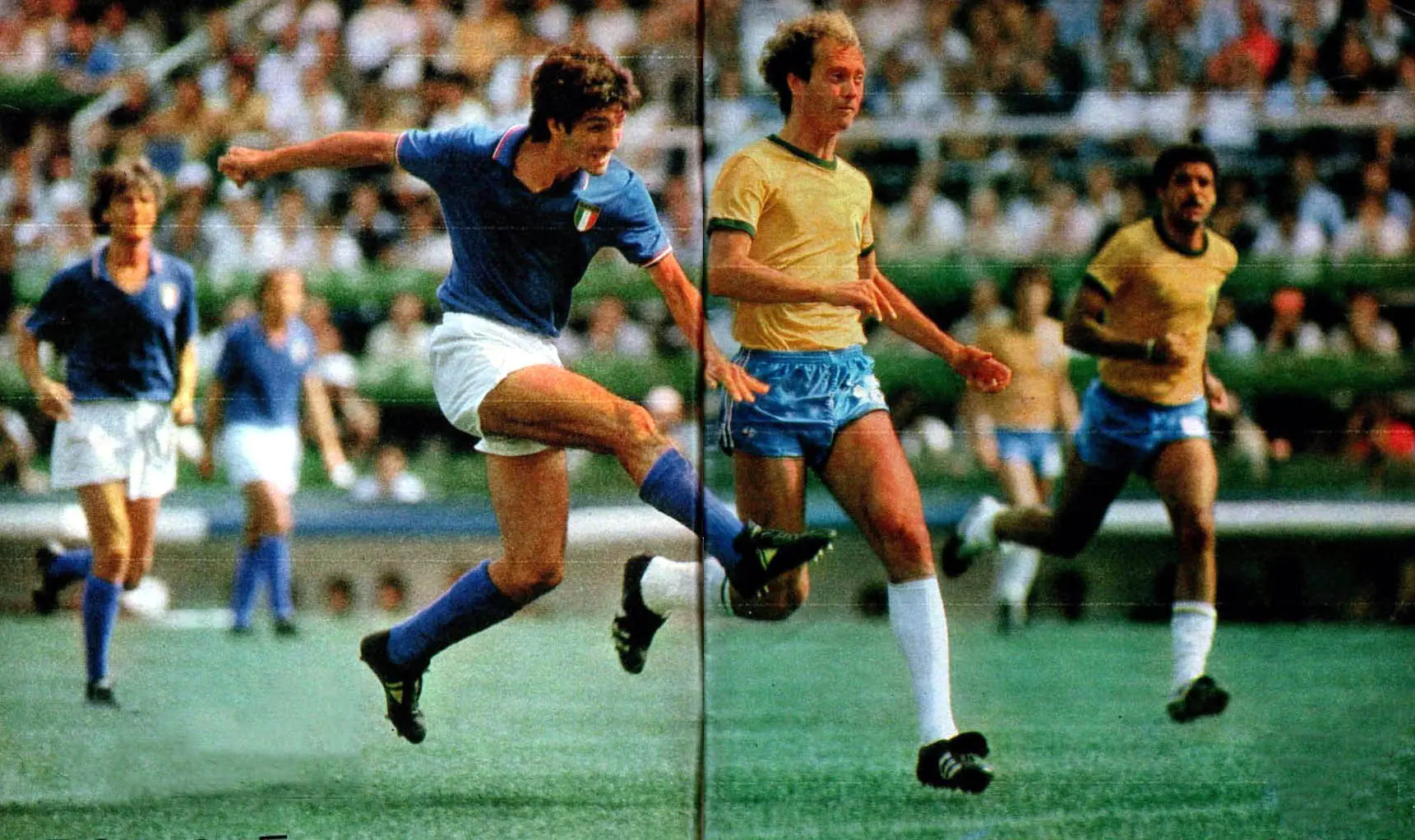 Paolo Rossi in action against Brazil, Italy v Brazil, 5 July 1982